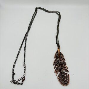 Bronze Feather (3 1/2") Necklace 22" chain